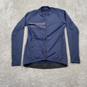 Rossignol Mens Long Sleeve Cycling Jersey Navy Blue Full Zip Mesh Panels